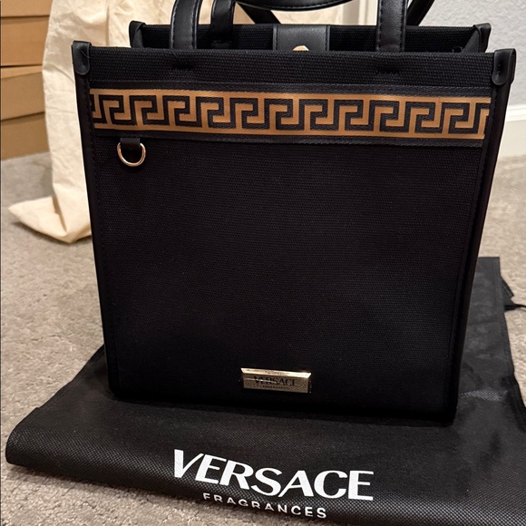 Versace Handbags - Versace Black and Gold Tote Bag